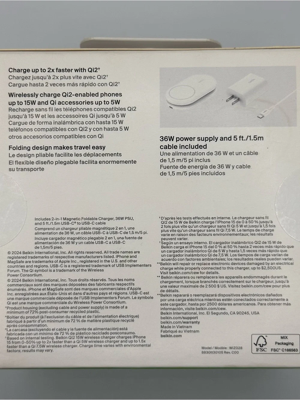 Belkin BoostCharge 2-in-1 Magnetic Foldable Charger Qi2 15W White